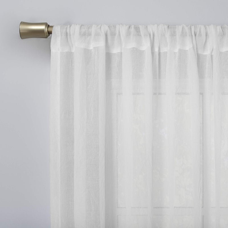 No. 918 Genevieve 2-pack 2-pack Linen Weave Sheer Semi-Sheer Grommet Curtain Panel Pair, 50" x 96", White - Image 3